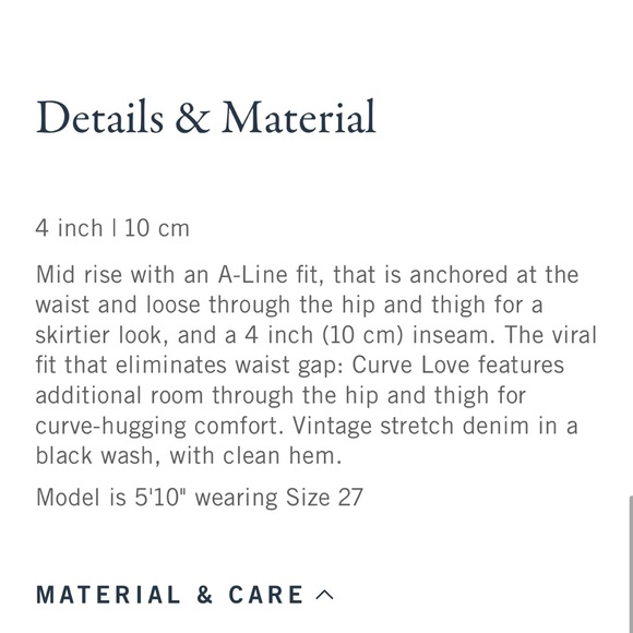 A&F Curve Love Mid Rise A-Line Denim Shorts - Washed Black - Worn Once! - Picture 8 of 8